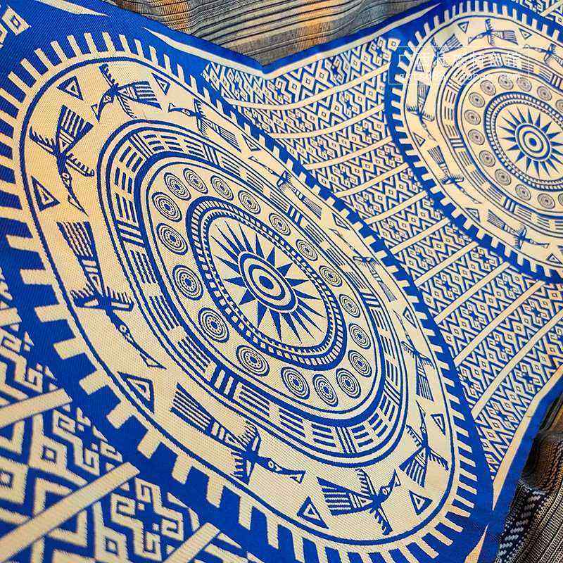 壮族壮锦铜鼓纹路刺绣布 民族特色装修装饰桌布服饰花边布料面料