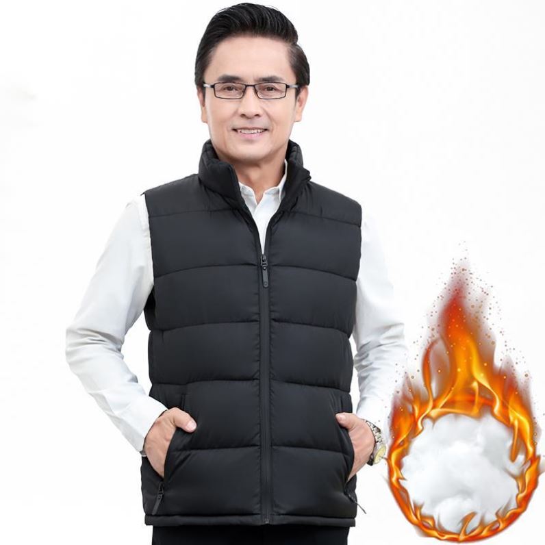 秋冬季中年男士棉马甲外穿中老年人保暖背心爸爸冬装棉坎肩羽绒棉