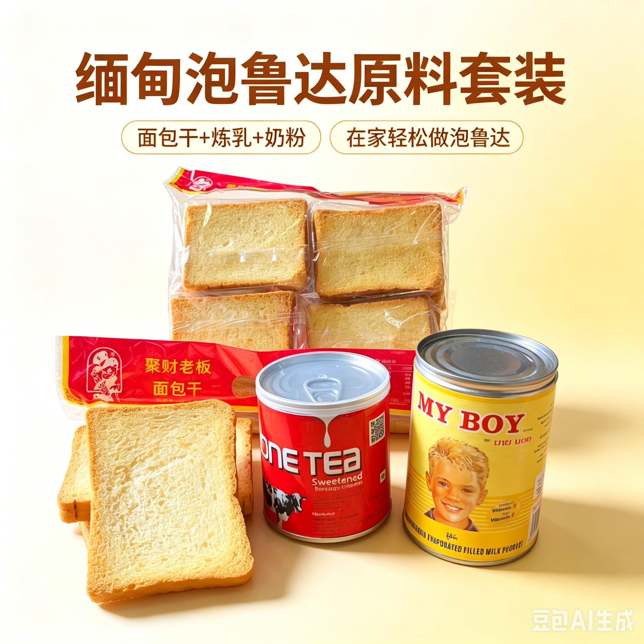 德宏特产泡鲁达冷饮材料干面包非缅甸boss聚财老板面包干20
