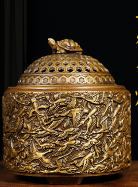 纯铜千鹤香炉中式客厅香炉