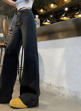 高个子加长牛仔裤2025秋新解构高腰宽松阔腿超长拖地裤黑灰休闲裤