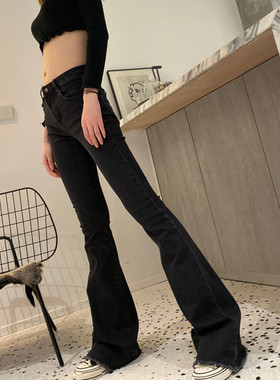 petty Elsa泫雅同款加长微喇牛仔裤女显瘦修身高腰2025春季新女裤