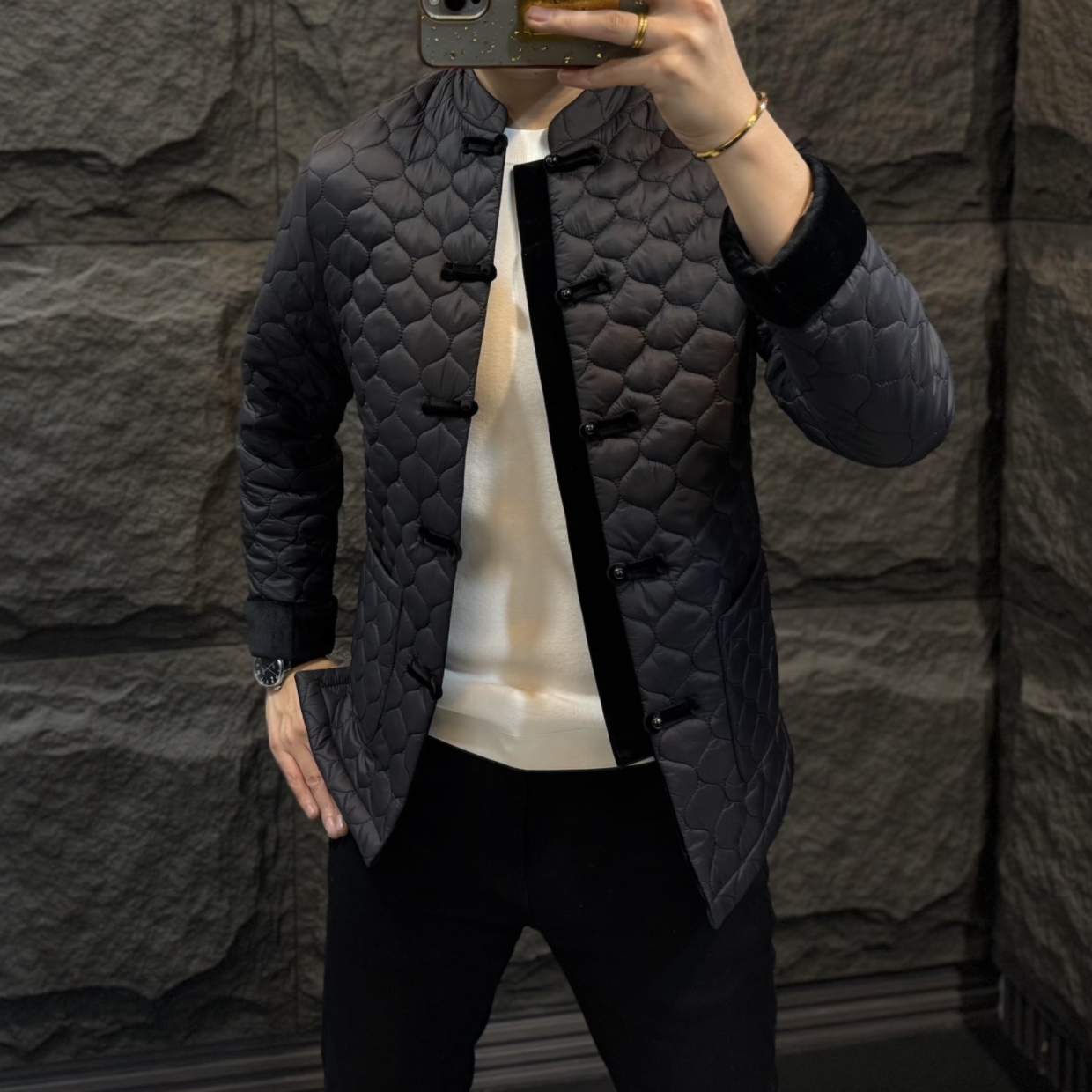 新款男士冬季高端盘扣夹克