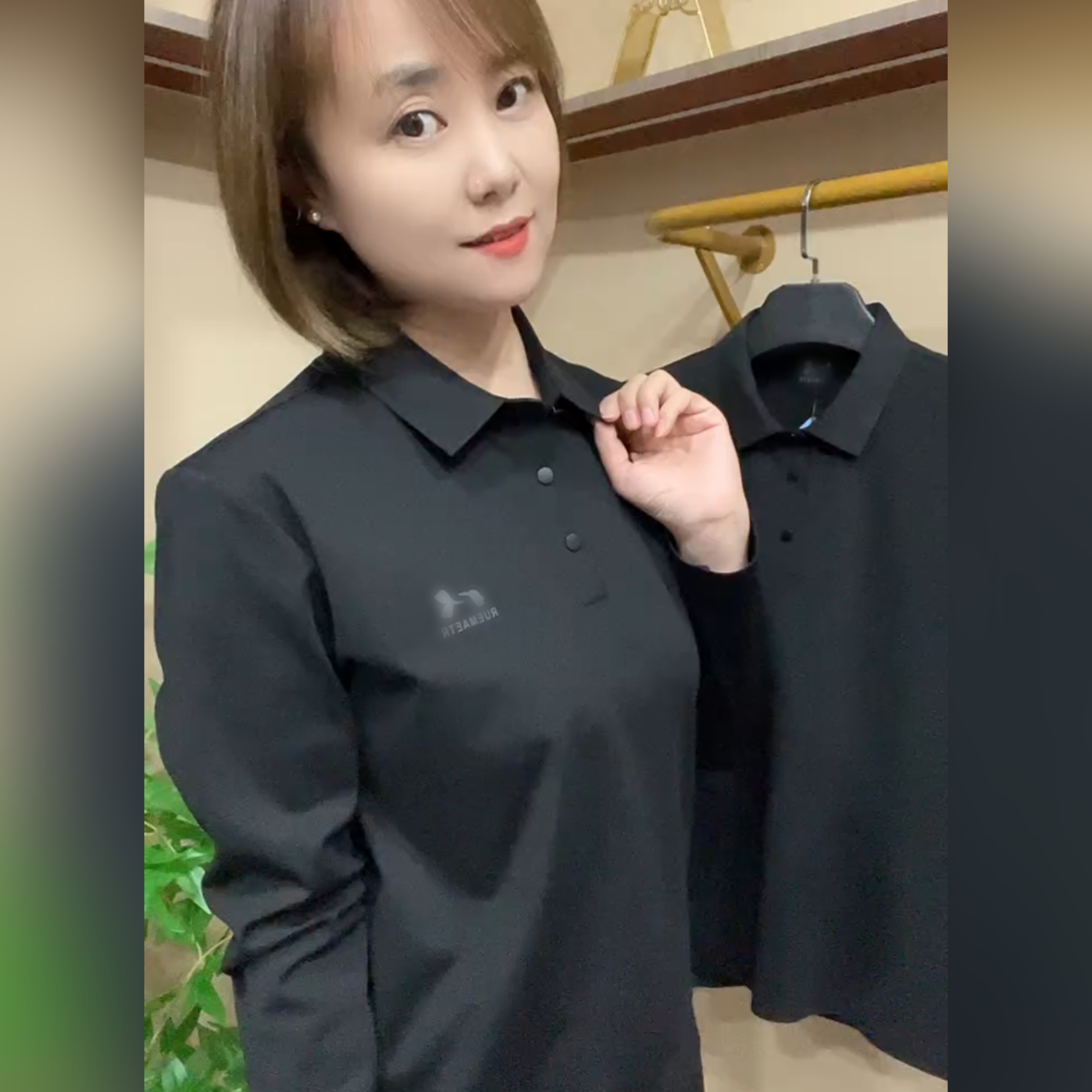 冬季新款拉绒男士翻领T恤