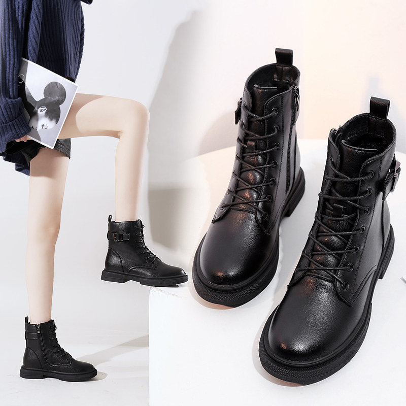 马丁靴女短靴2019秋冬新款百搭韩版低跟平底系带英伦风侧拉链靴子|ruв категории Женская обувь, сапоги - от Buy2taobao.com для оказания профессиональной услуги покупки агента Taobao