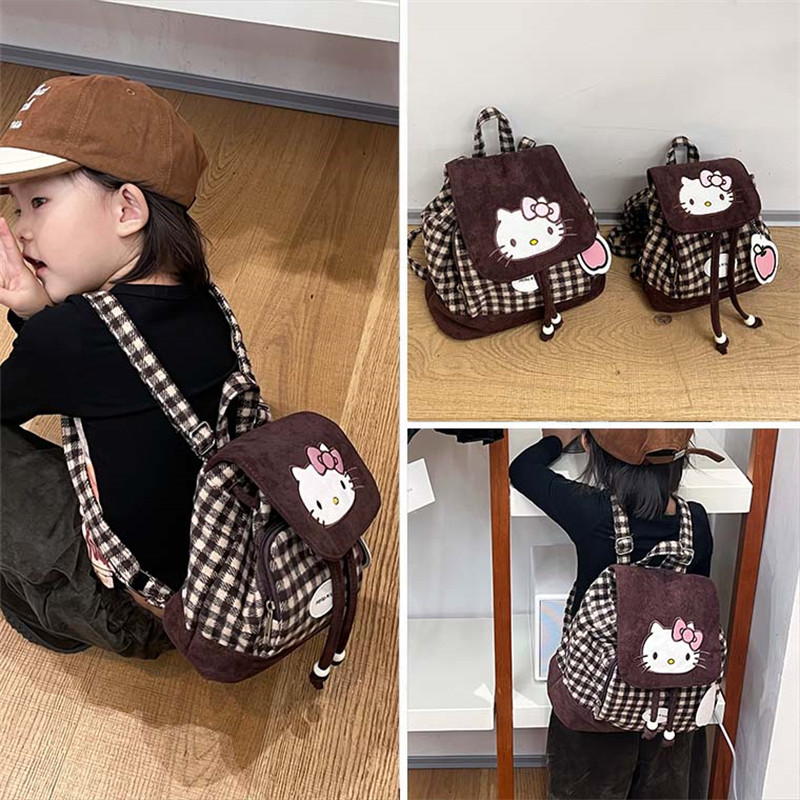 儿童背包外出旅游女孩双肩包秋冬季时尚可爱潮格子逛街女童零食包
