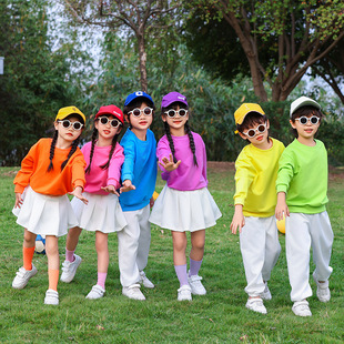 儿童六一啦啦队演出服多巴胺卫衣幼儿园舞蹈小学生运动会表演班服