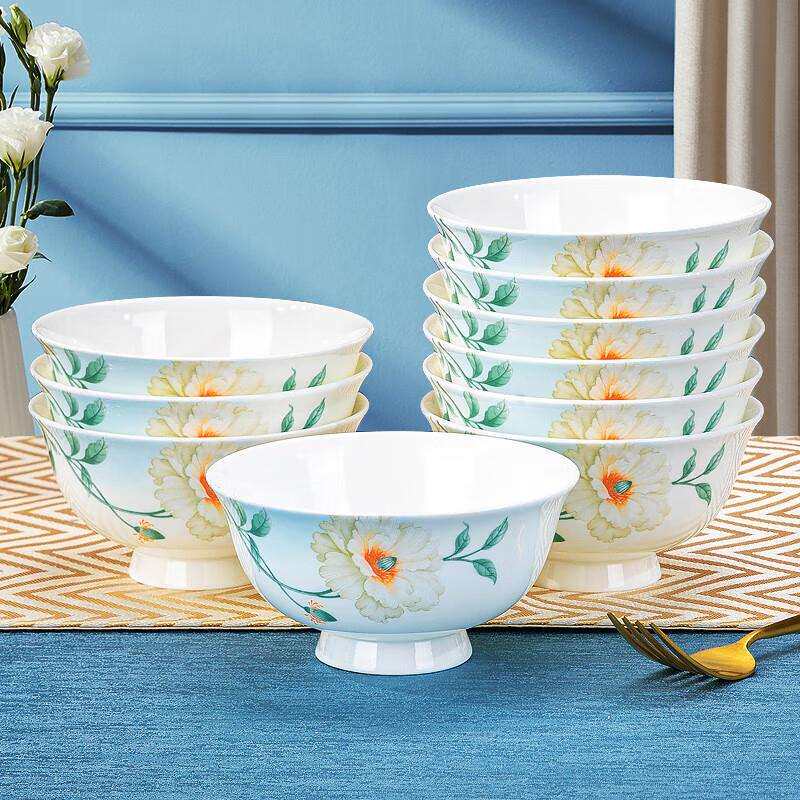 骨瓷汤碗家用陶瓷碗面碗中式碗碟组合餐具米饭碗2025新款碗盘