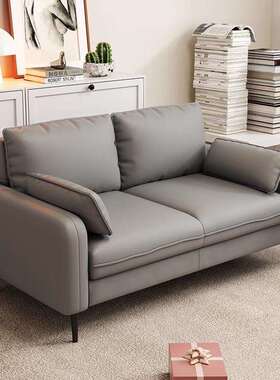 猫爪皮小户型沙发双三人现代简约客厅办公室公寓出租房轻奢服装店
