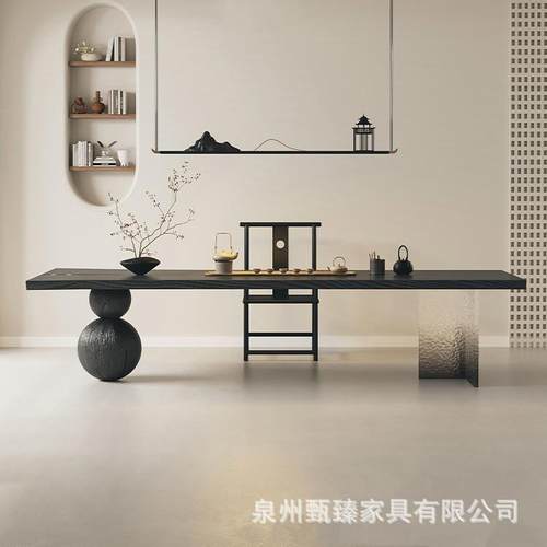 客厅实木茶桌桌椅原木茶台餐桌亚克力渐变板桌家用艺术大尺寸茶桌