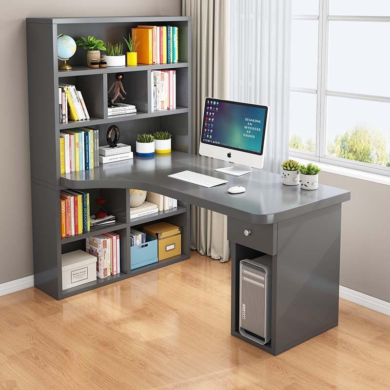 电脑台式桌书桌书架一体学生家用卧室简约儿童书桌学习转角写字&
