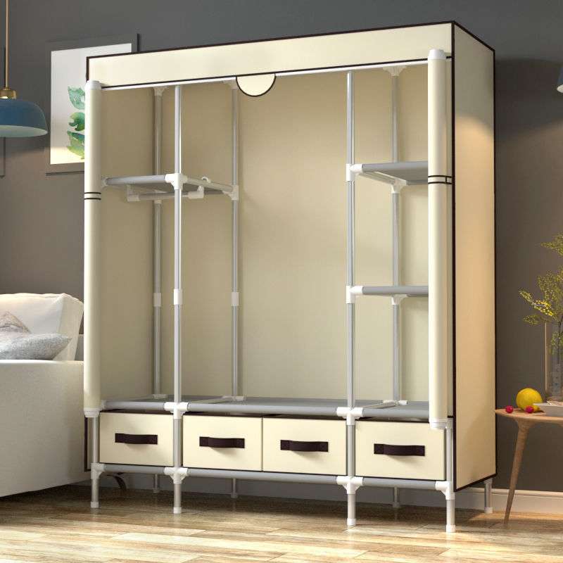 简易衣柜家用卧室出租房用现代简约布衣柜子钢管收纳经挂衣橱厂