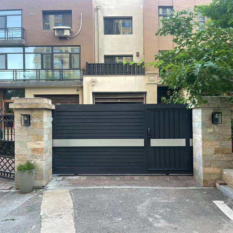 电动院子门双开门铝艺家用乡村户外别墅庭院大门花园不锈钢平移门