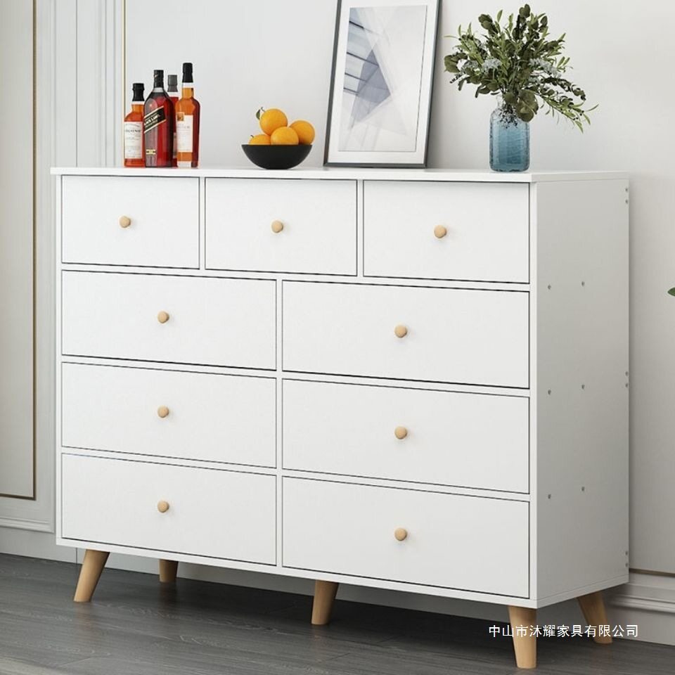 美式斗柜九斗柜家用卧室储物柜简约五斗橱实木腿抽屉式美甲落地柜