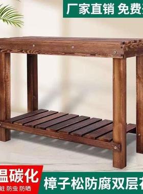 花架置物架实木炭化防腐阳台装饰户外靠墙庭院落地绿植大花盆花桌