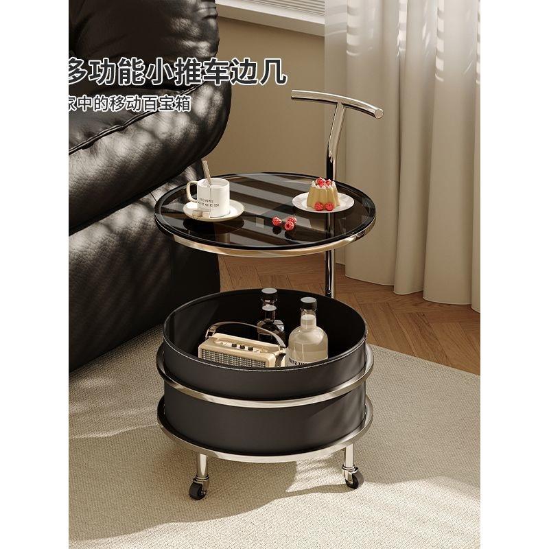 可移动沙发边几客厅迷你小推车茶几轻奢感小圆桌子极简置物架工厂