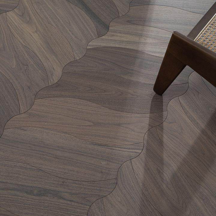 异型拼花实木复合多层全桦地板橡木黑胡桃木皮面油漆个性装饰南浔