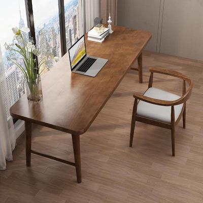 全实木双人电脑桌台式办公桌子家用情侣学习工作台长条书桌写字台