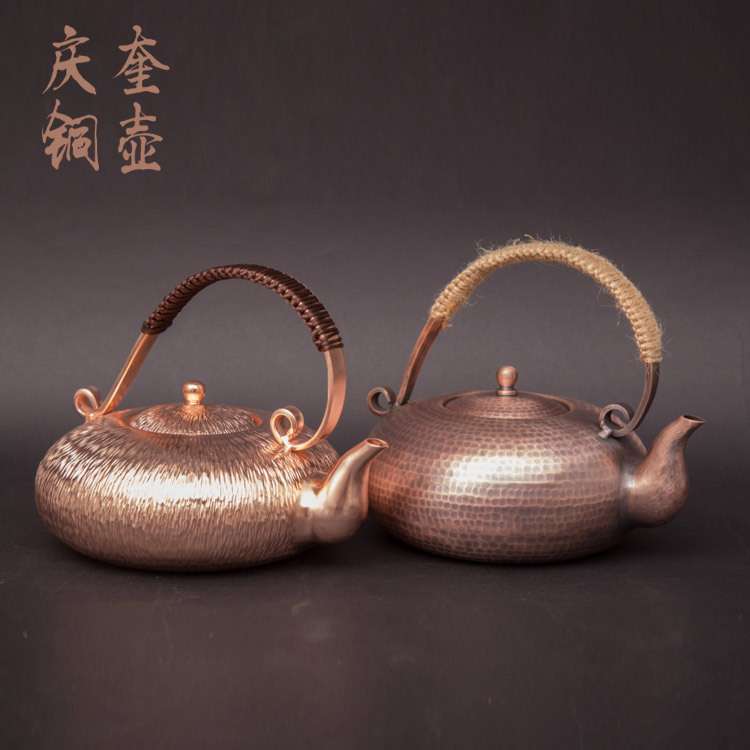 扁壶1.3升仿古款紫铜烧水壶各种规格材质铜壶欢迎定 做