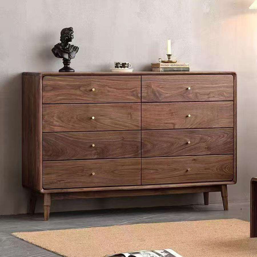 北美黑胡桃木全实木原木八斗柜现代简约卧室储物柜收纳柜客厅边柜