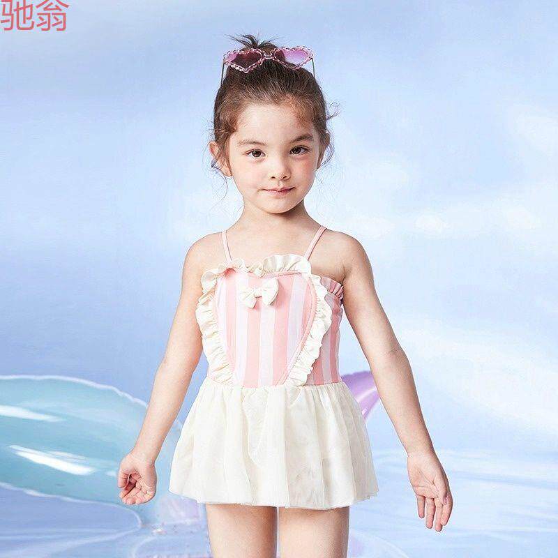 Q3Y女童泳衣2025新款连体泳装可爱吊带儿童爱心纱裙洋气宝宝公主