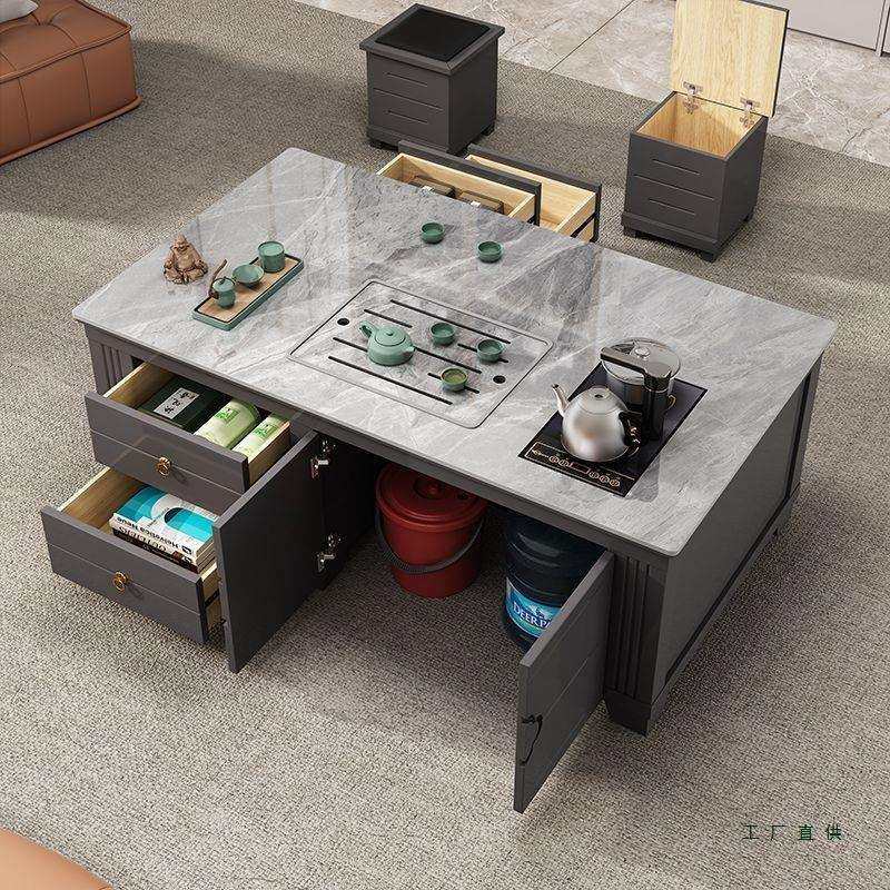 新款客厅茶几带自动烧水壶一体家用茶桌现代办公室岩板功夫泡茶台