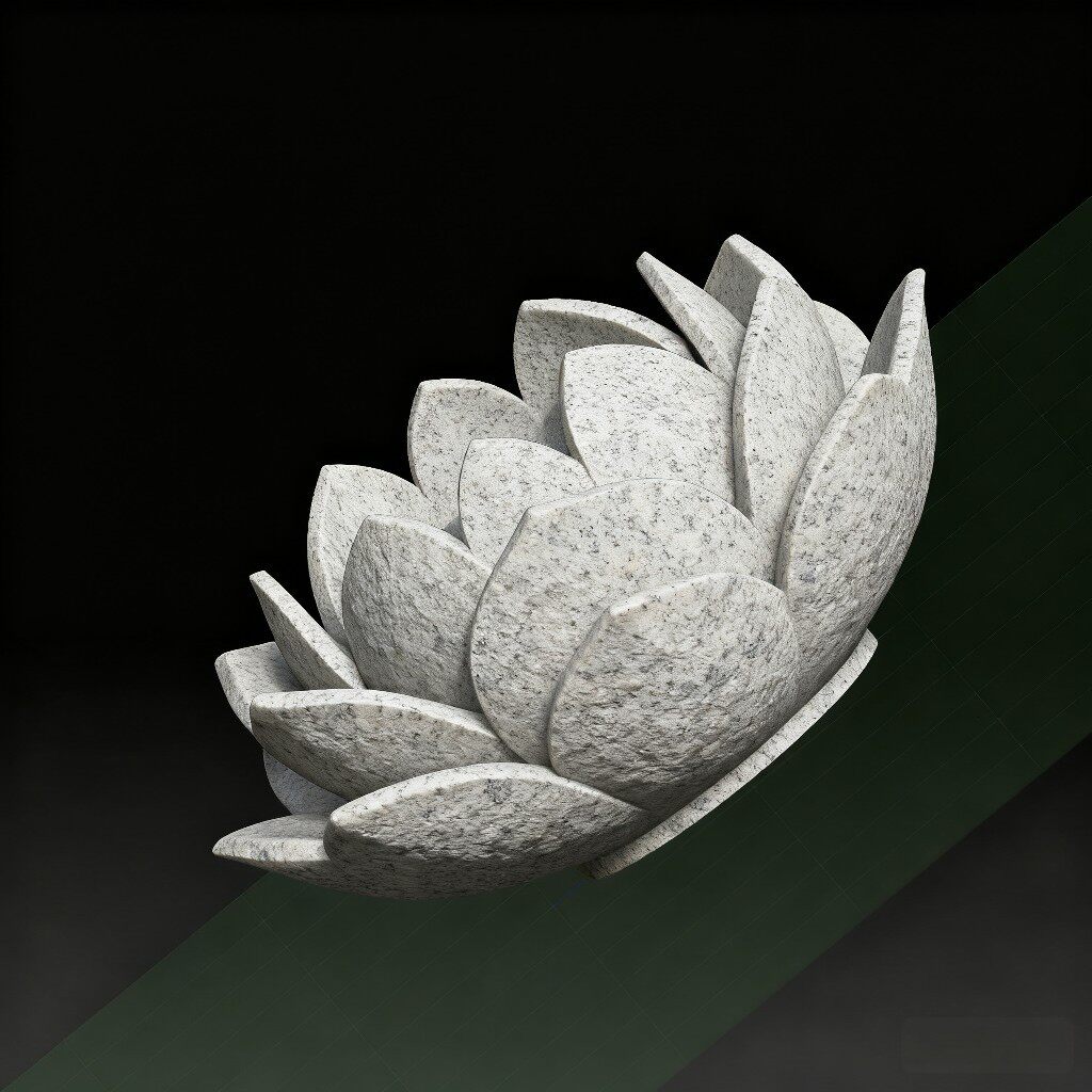 厂家直供芝麻白花岗岩材质石雕莲花喷泉水池流水景观雕塑大型石花