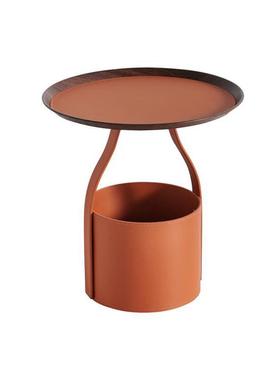 意式极简纯手工马鞍皮收纳茶几创意小桶客厅沙发边几休闲