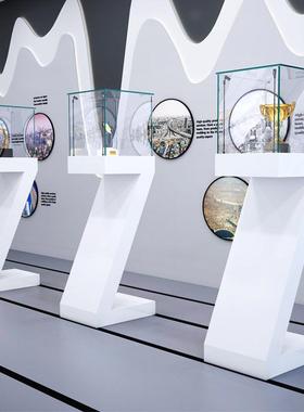 产品创意字母木质Z型烤漆珠宝玻璃饰品展览展会展示柜陈列柜展台