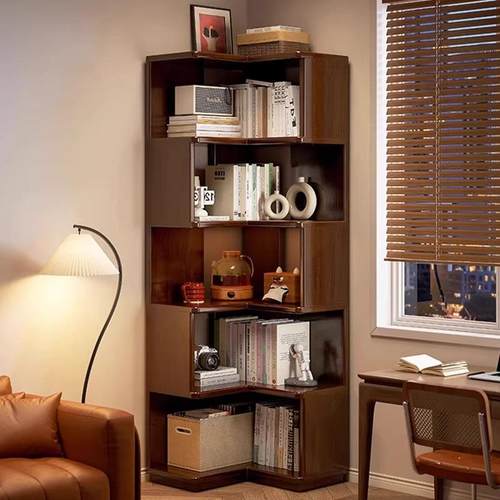 简易书架落地置物架客厅转角置物架角落书柜拐角储物柜卧室墙角柜