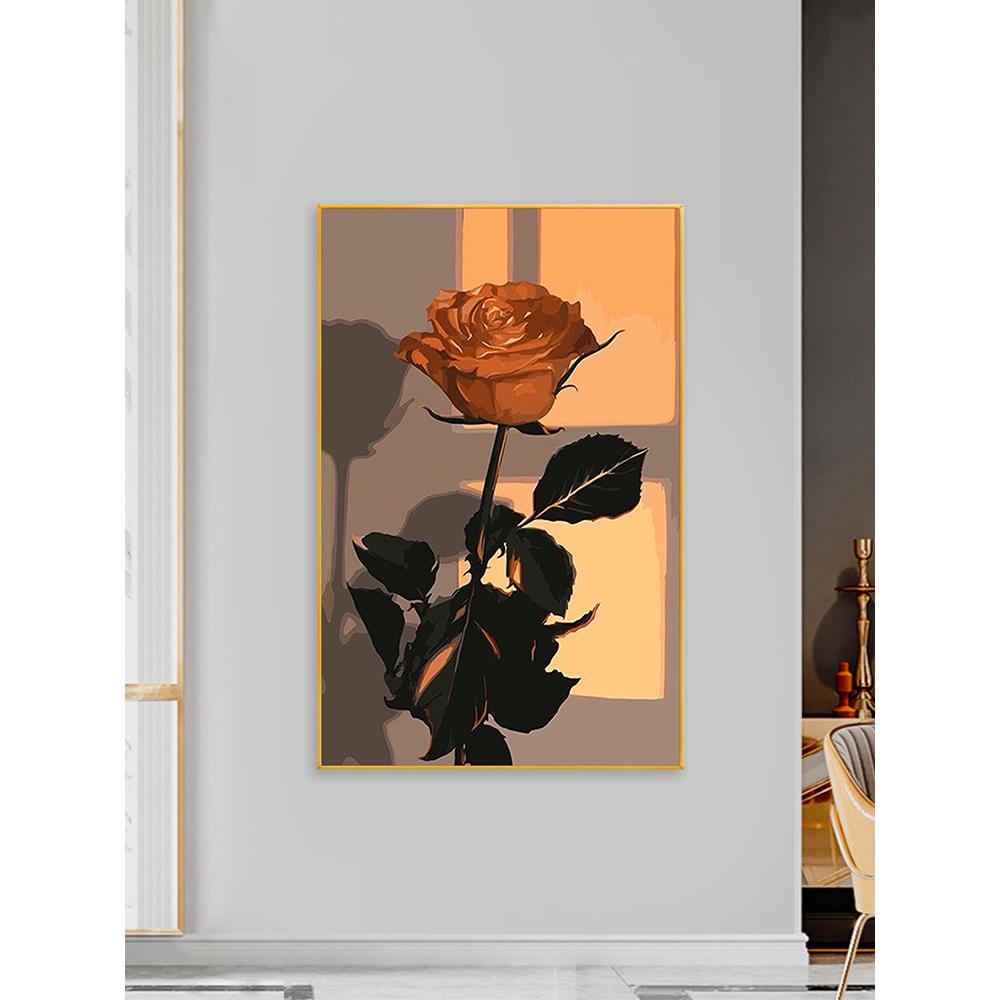 61K3玫瑰花十字绣2022新款线绣玄关竖版花卉系列简单2023自己满绣