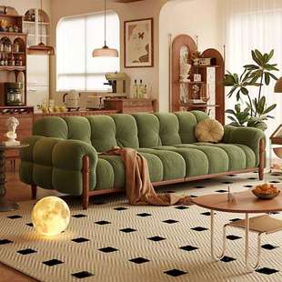 布艺沙发家用 墨绿色美式 法式 复古沙发钢琴键客厅小户型奶油风新款