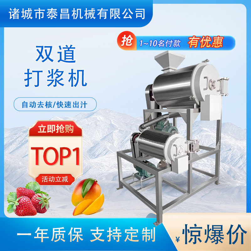 黄皮果打浆机双道去核打浆机西梅去皮打浆设备破果榨浆加工设备