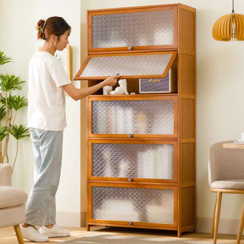 书柜带门实木落地家用楼梯下储物柜儿童房现代简约收纳置物书架窄