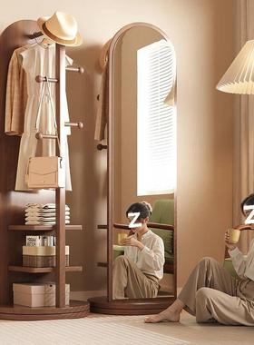 柜镜梳妆镜旋转穿衣镜衣服架落地式可移动卧室衣帽架新款落地镜