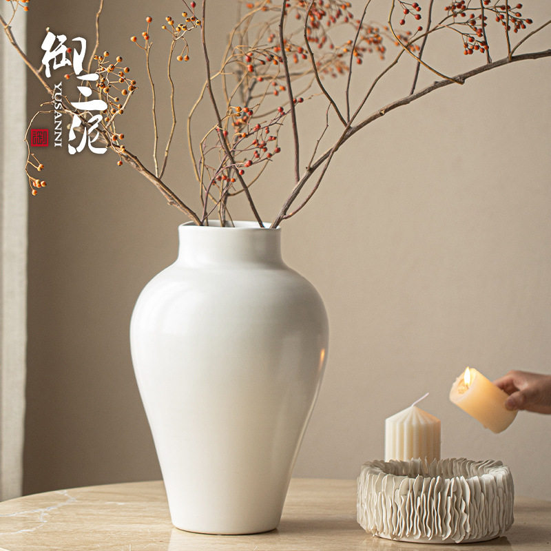 御三泥新中式陶瓷花瓶客厅插花高级感摆件居家玄关酒店民宿装饰品