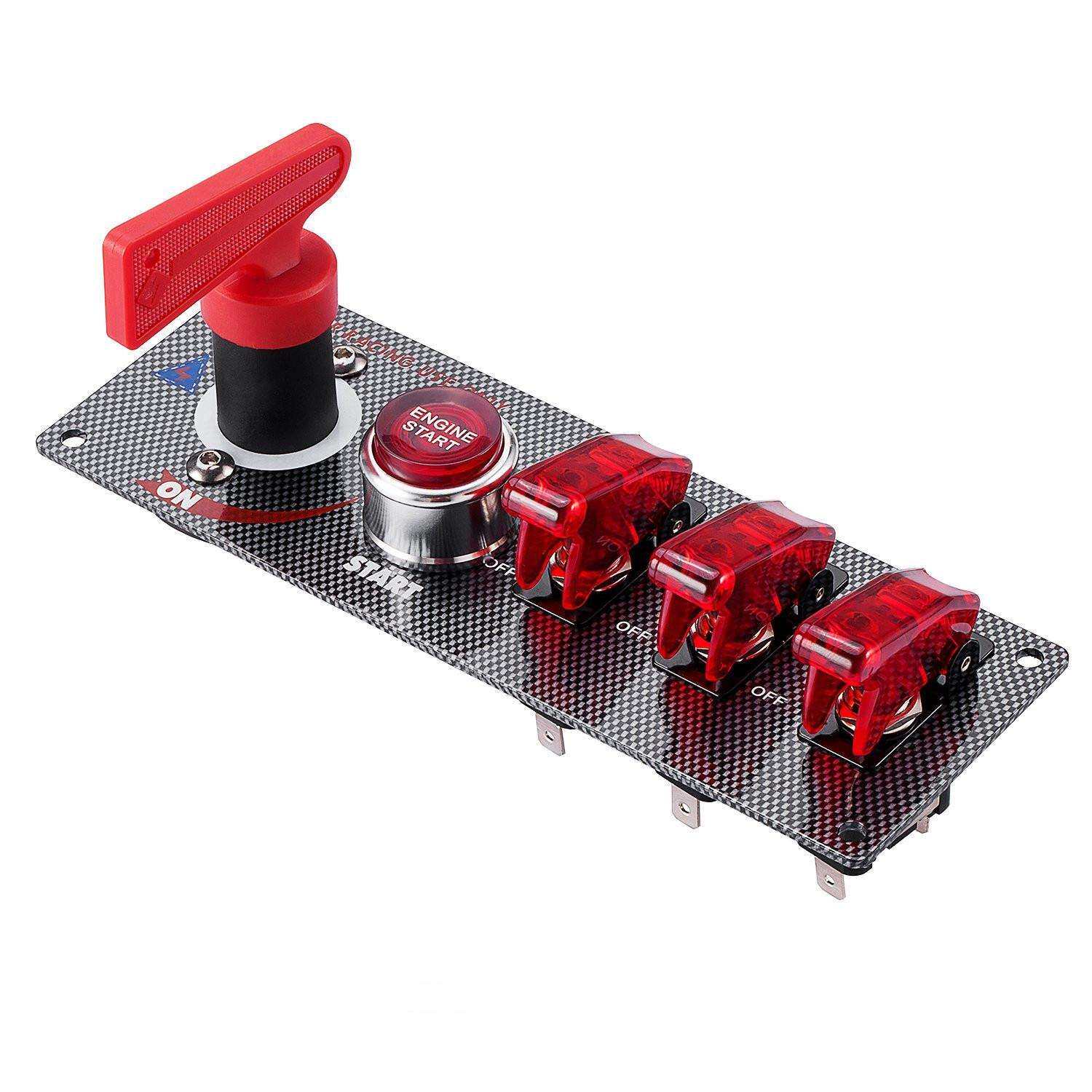 水转印三位赛车点火开关三路一键启动赛车点火开关面板带继电器