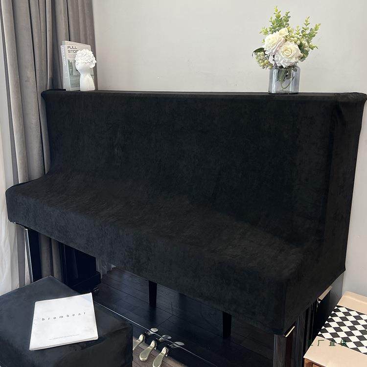 加厚麂皮绒立式钢琴防尘罩现代简约钢琴凳套罩轻奢高级感全罩盖布