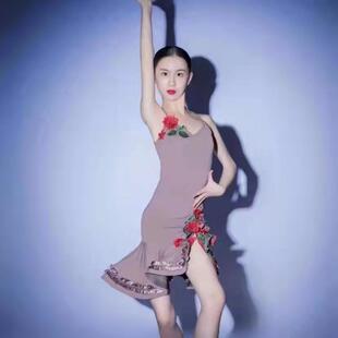 2025新款刺绣玫瑰拉丁舞服少女儿童高级版拉丁比赛服装演出舞蹈服