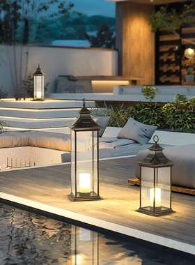 庭院手提灯氛围灯竹编院落景观庭院坪灯户外灯手提风灯草地草坪