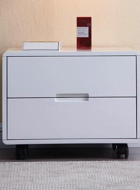 SRKYQ-64#床头柜2024新款烤漆轻奢高级感卧室收纳现代简吧白色烤