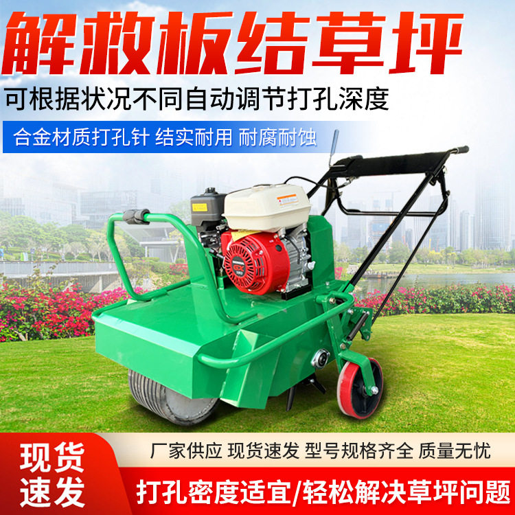 自走式草坪打孔机草地透气养护打眼机园林手推式梳草机