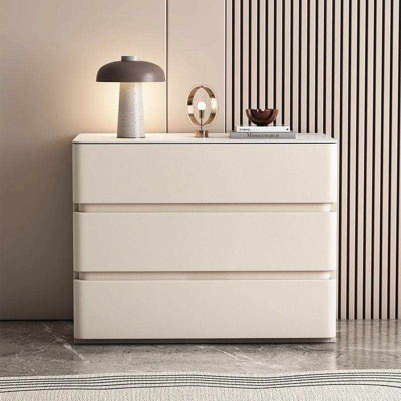 大尺寸全实木床头柜奶油家用高级轻奢新款简约现代三斗卧室床边柜