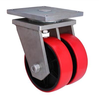 6寸8寸10寸12寸双轮超重型脚轮万向轮尼龙铁芯聚氨酯锻钢双轮集装