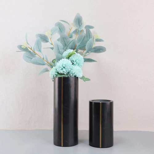 现代轻奢大理石花瓶摆件客厅书房玄关样板间售楼处创意家居装饰品