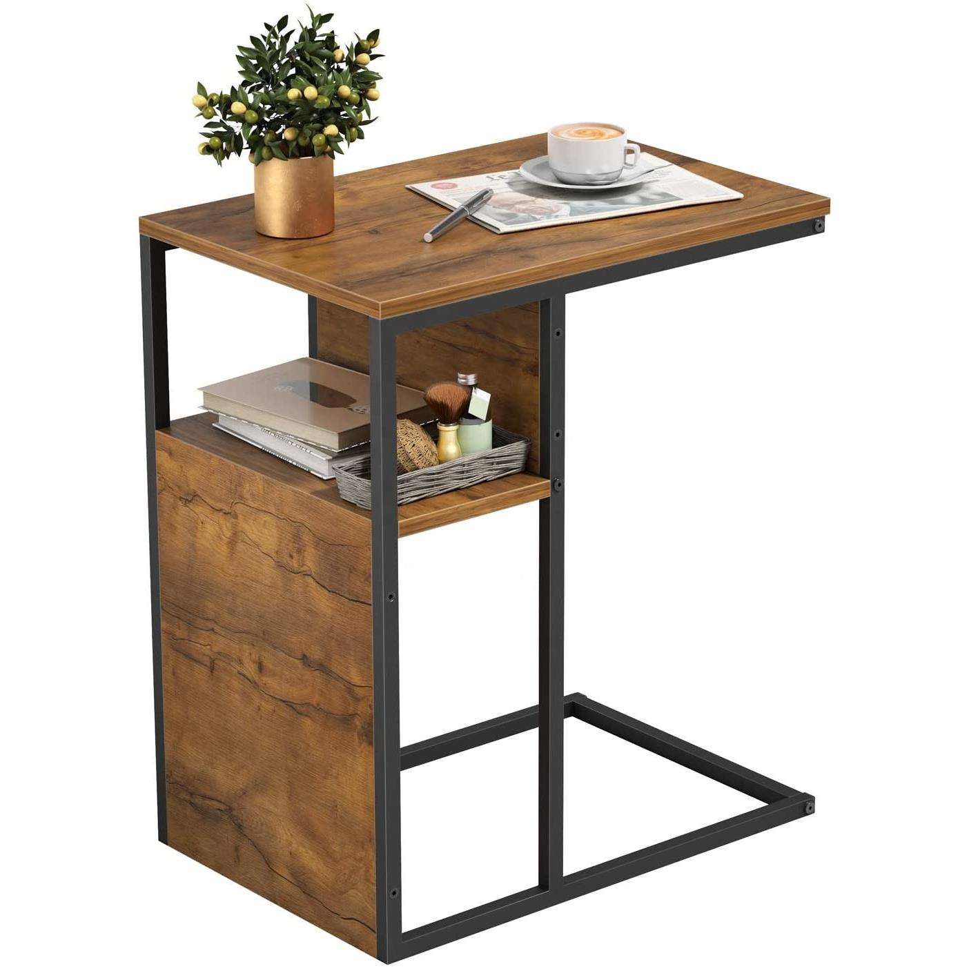 现代桌子简易家用迷你边桌旁边几小茶几u型移动小桌子两种使用法