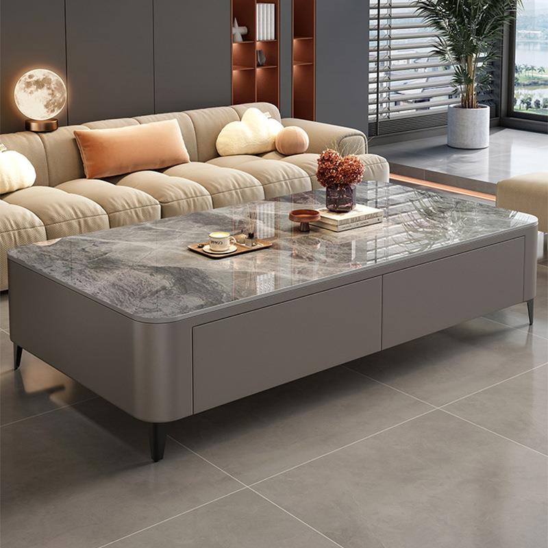 岩板茶几客厅家用2024新款轻奢桌小户型高级感落地茶几电视柜组合