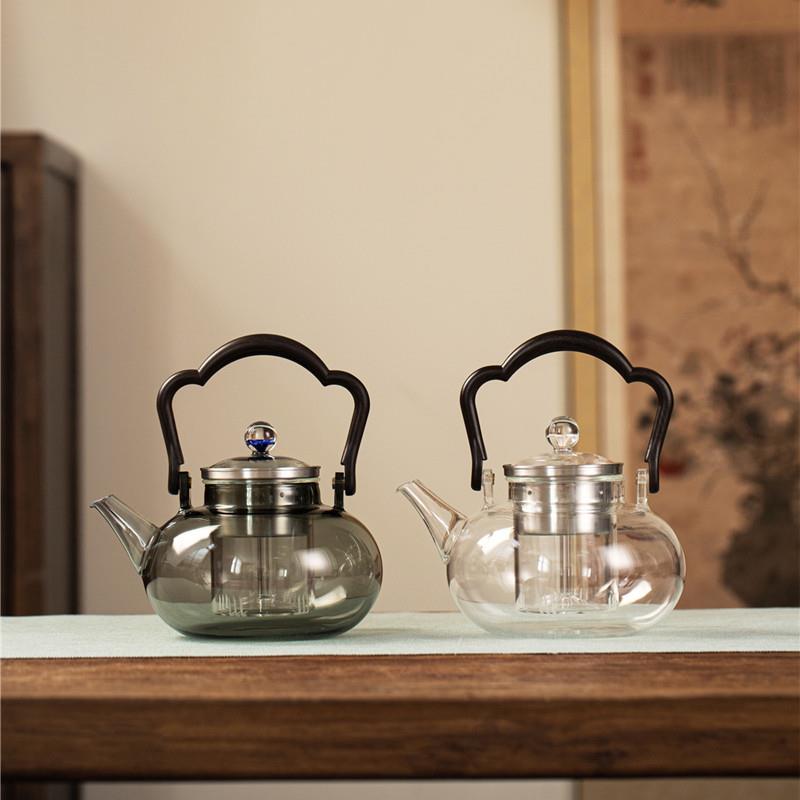 耐高温提梁壶玻璃泡茶壶简约设计煮茶神器高硼硅茶壶百合提梁壶