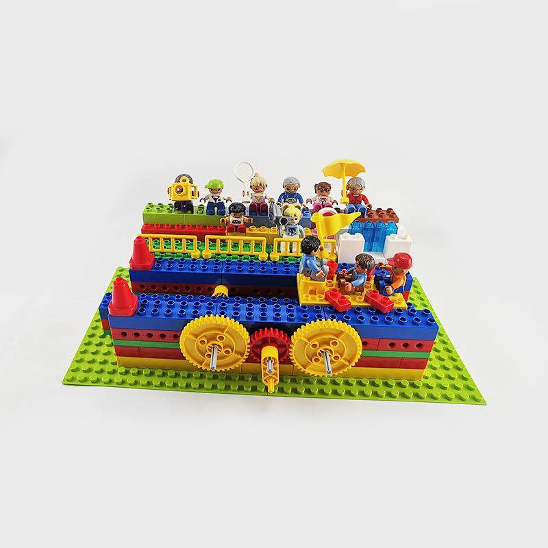 国产大颗粒积木散件拼搭趣味赛龙舟划船比赛机械齿轮系列配件玩具