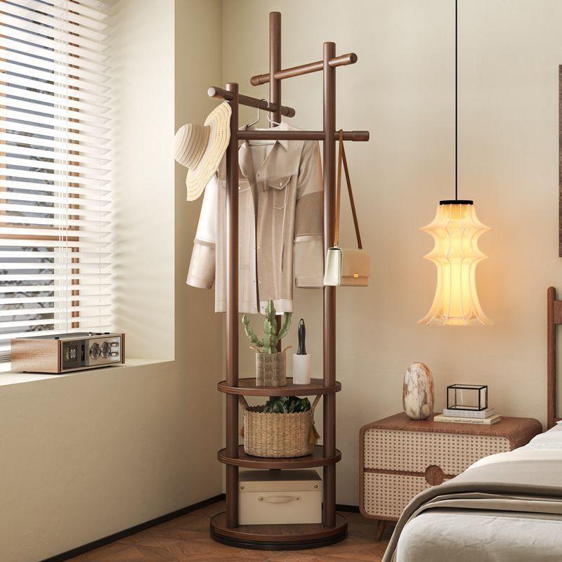 实木旋转衣帽架落地衣架卧室家用置物架立式衣服架子客厅挂衣架子